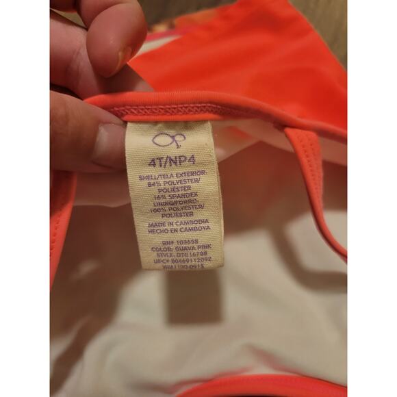 Toddler Girls OP Ocean Pacific Cat Kitten Pink Swim Bikini Top Size 4T - Picture 3 of 3